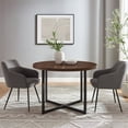 thumbnail image 2 of 42" Metal and Wood Modern Round Dining Table - Dark Walnut/ Black, 2 of 7