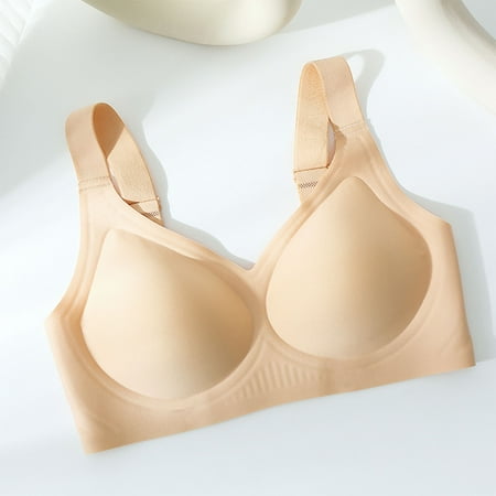 Wireless Bras for Women  Xunlbb Women Fashion Solid Underwear Soft Support Comfortable Breathable Fixed Cup Bra(Khaki L)