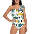 thumbnail image 2 of Picia Funny Boats Pattern Women's One Piece Swimsuits,One Shoulder Swimwear Asymmetric ,Ruffle Monokinis Bathing Suits,High Waisted Flattering Bathing Suits-X-Large, 2 of 8