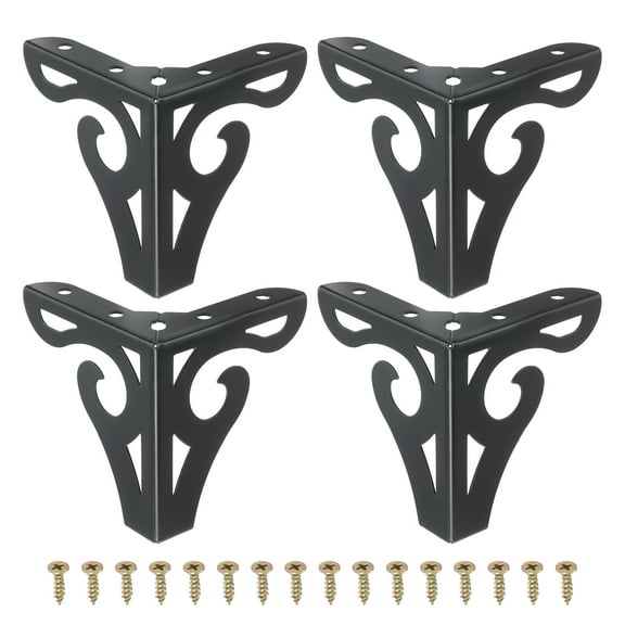 Uxcell Hollow Out Furniture Legs, Modern Metal Triangle Couch Feet Replacement Black 3.7 Inch