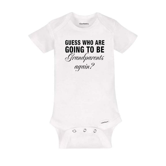 Guess who are going to be Grandparents again? surprise baby birth pregnancy announcement - White Newborn Bodysuit