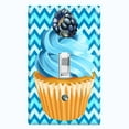 thumbnail image 1 of Metal Light Switch Plate Cover Baby Blue Blackberry Cupcake Chevron Wallpaper CAK033, 1 of 13