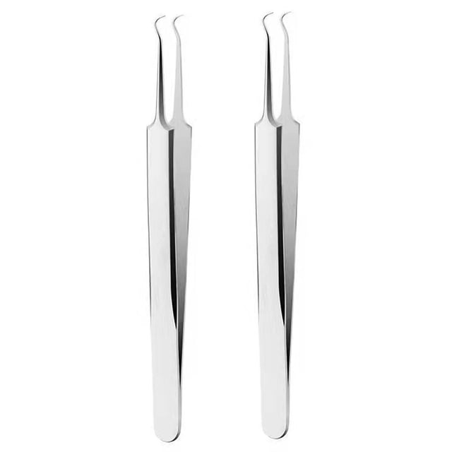 2 piezas removedor de espinillas, herramienta para quitar espinillas, extractor de comedones, pinzas para eliminar el acné, herramienta de maquillaje de acero inoxidable