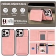 thumbnail image 4 of ELEHOLD Detachable Wallet Case for iPhone 13 Pro, RFID Blocking Magnetic Shockproof Leather Phone Case with Kickstand and Card Slots,Pink, 4 of 5