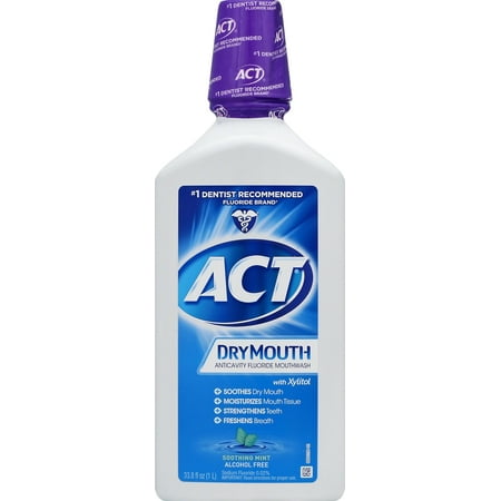 ACT® Dry Mouth Alcohol Free Rinse, 33.8oz (Best Mouth Rinse For Gingivitis)