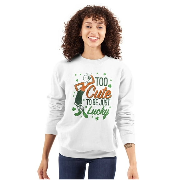 Olive Oyl St Paddys Day Lucky Cutie Women Crewneck Sweatshirt Brisco Brands M
