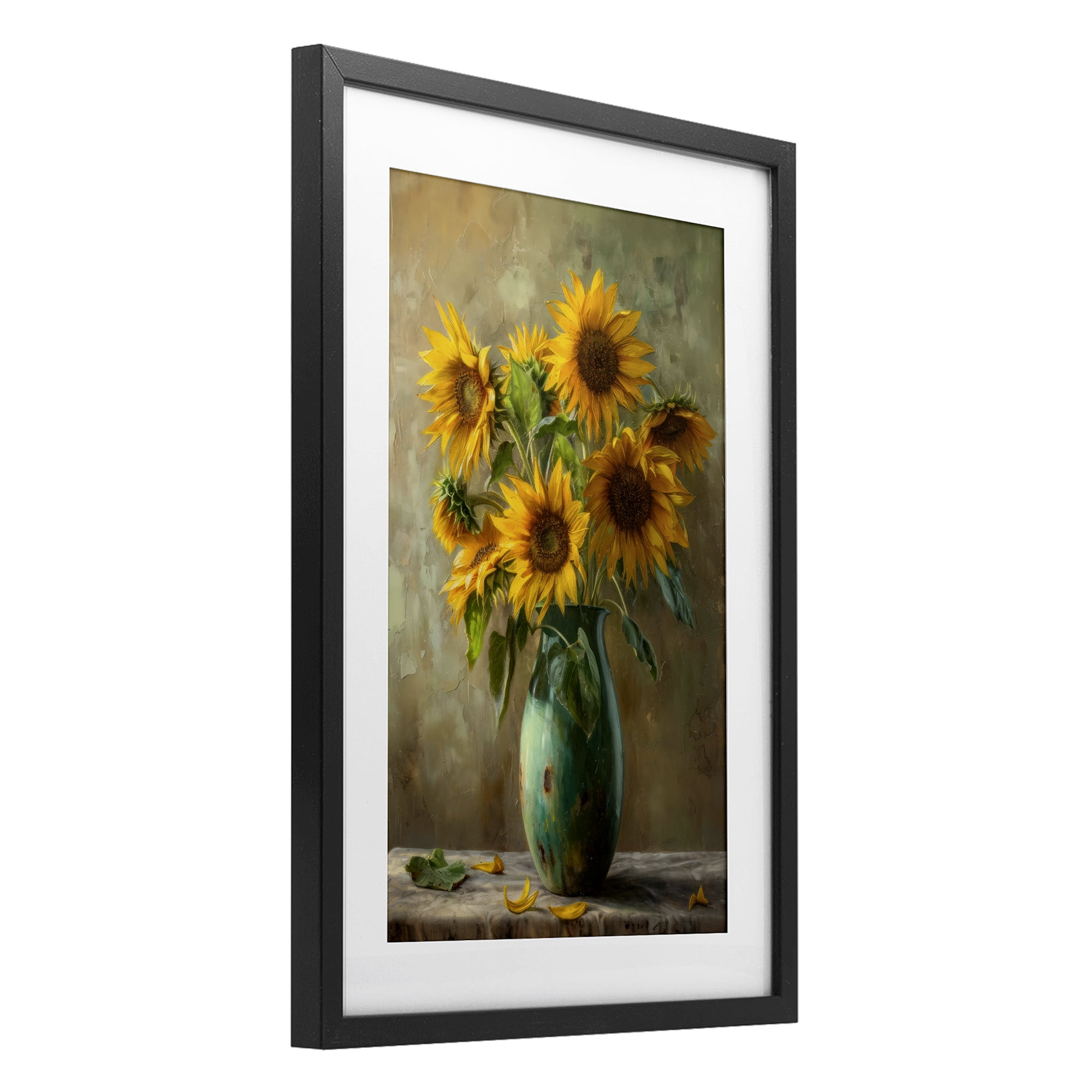Stupell Industries Moody Sunflower Vase Black Framed Print Under Glass, design by Creative Studio