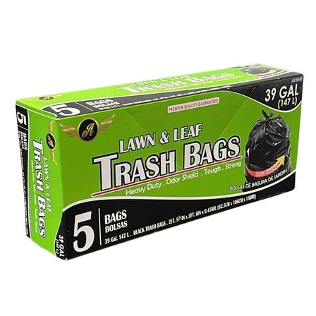 39 Gallon Lawn  Leaf Garbage bags: 5CT