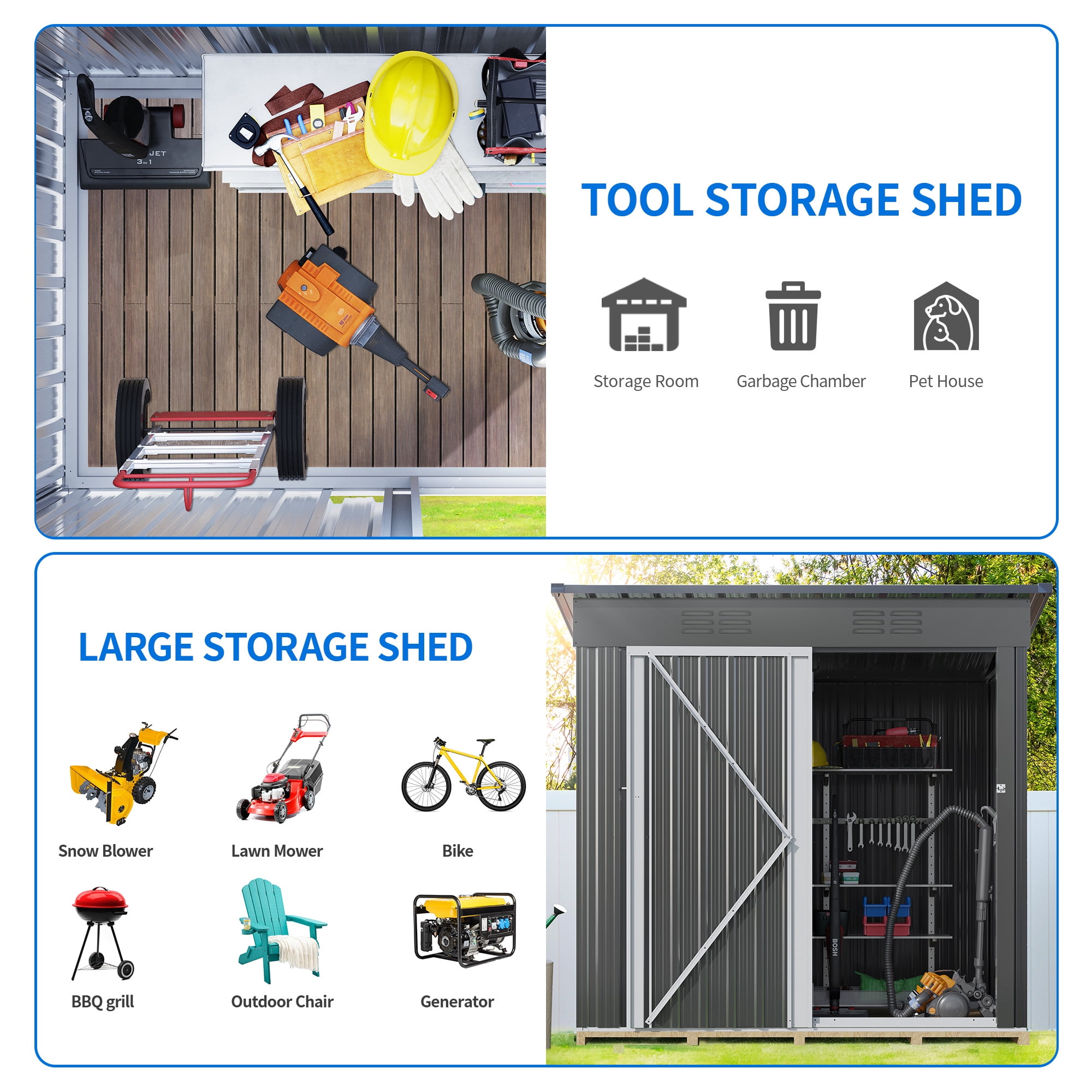 Dextrus Outdoor Storage Shed 5x3FT, Heavy Duty Metal Tool Sheds Storage House with Single Lockable Door & Air Vent for Garden, Patio, Lawn to Store Bikes, Trash Bins, Tools, Lawnmowers