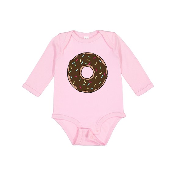 Inktastic Brown Donut, Donut With Colorful Sprinkles, Frosting Boys or Girls Long Sleeve Baby Bodysuit