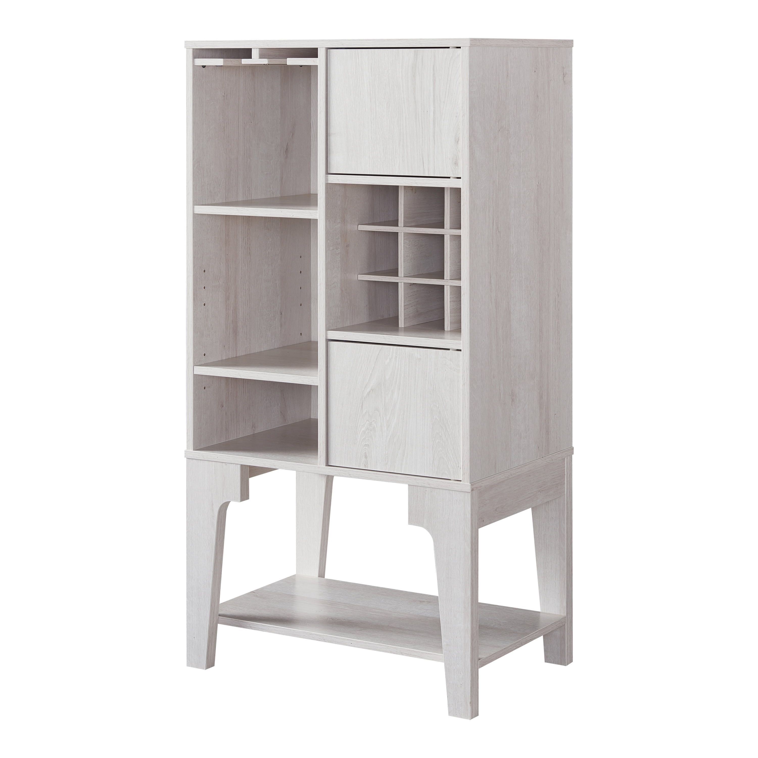 Furniture of America Morg 24"Width Wood 9-Bottle Wine Cabinet with Doors, White Oak