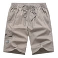 thumbnail image 4 of Lovzfmll Multi-Pocket Straight Leg Elastic Waist Shorts for Men, Outdoor Home Sports Athletic Bermuda Shorts Khaki, XL, 4 of 6