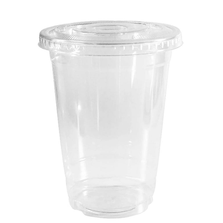 Clear Plastic Cups with Lids, 24 oz, 100 Pack