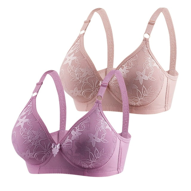 Yuyuzo 2pc Bras for Women No Steel Ring Full Coverage Gathered High Support Adjustable Strap Everyday Bralettes