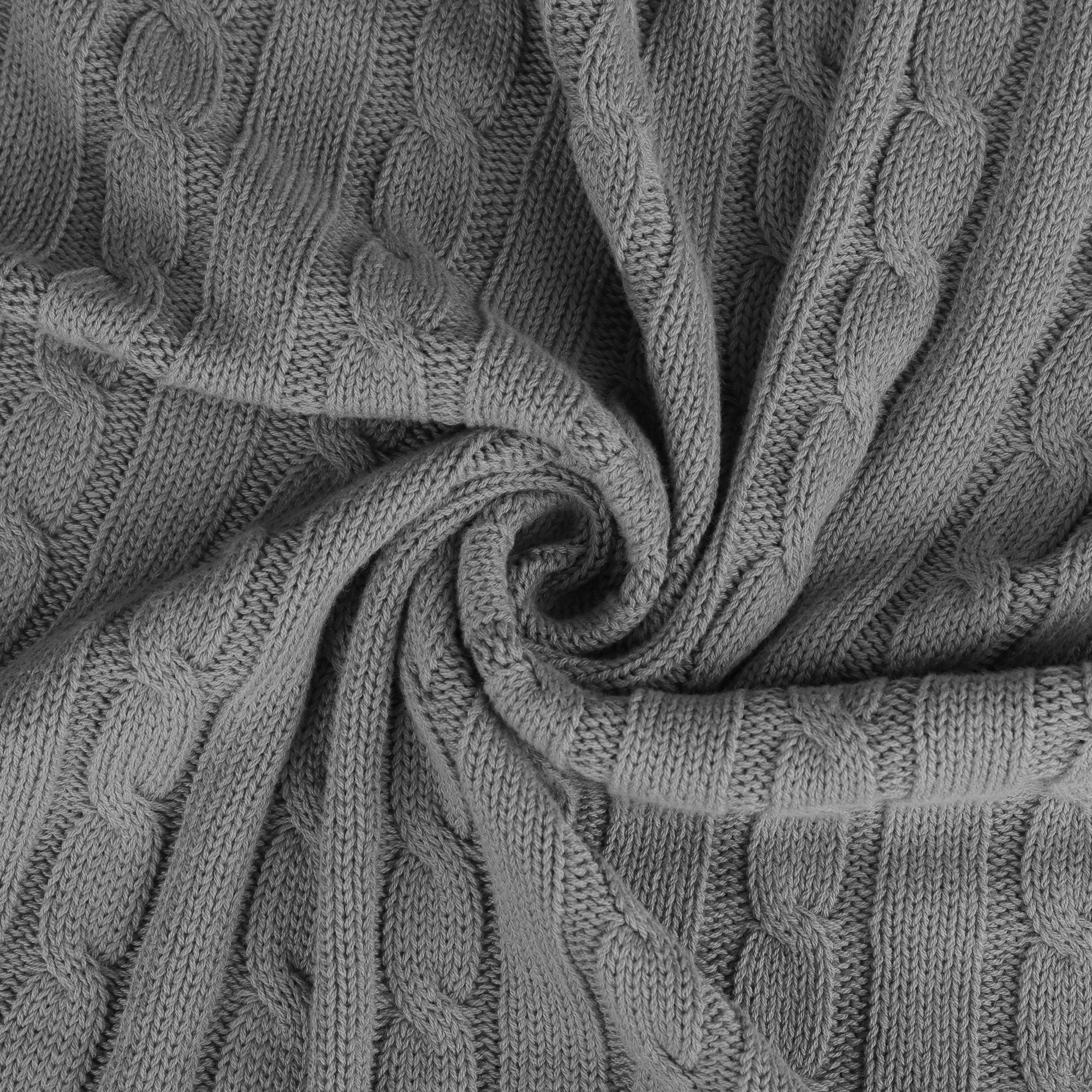 Unique Bargains Cable Knitted Bed Sofa Throw Blanket Grey 47" x 71"