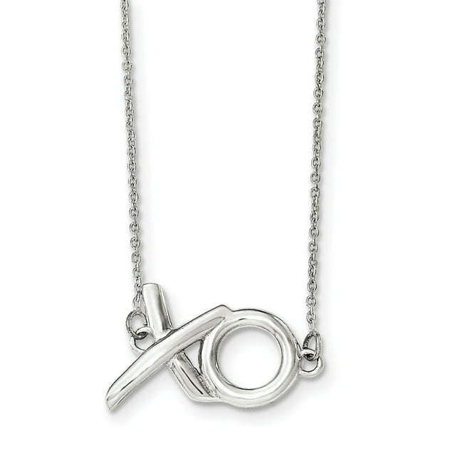 Collier Extension 925 en Argent Sterling Poli 'XO' avec 16 Pouces