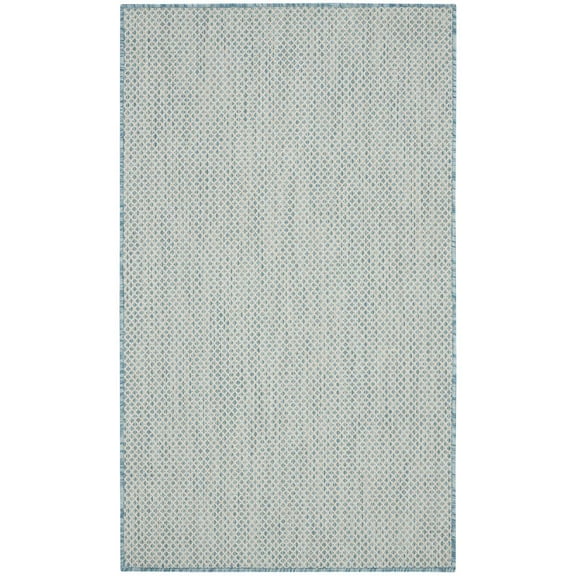 Nourison Courtyard Indoor/Outdoor Ivory Aqua 3' x 5' Area Rug, (3x5)