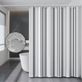 thumbnail image 4 of Juego de cortinas de ducha a rayas: cortina de bañera lavable con 12 ganchos, cortinas de ducha de tela impermeables de estilo rústico a rayas, 4 of 5