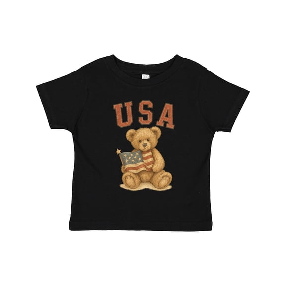 Inktastic Patriotic USA Teddy Bear with American Flag Boys or Girls Toddler T-Shirt