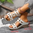 thumbnail image 4 of Rokment Orthopedic Wedge Dress Sandals for Women Trendy Casual Hollow out Leather Peep Toe Arch Support Platform Slip on Beach Summer Comfortable High Heels Slides Walking Shoes White Size 6.5, 4 of 8