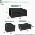 thumbnail image 2 of Ensemble de Housses de Meubles de Patio 4 Pcs Housse de Meubles d'Extérieur pour Table Basse Chaise et Causeuse Robuste 600D Noir, 2 of 7
