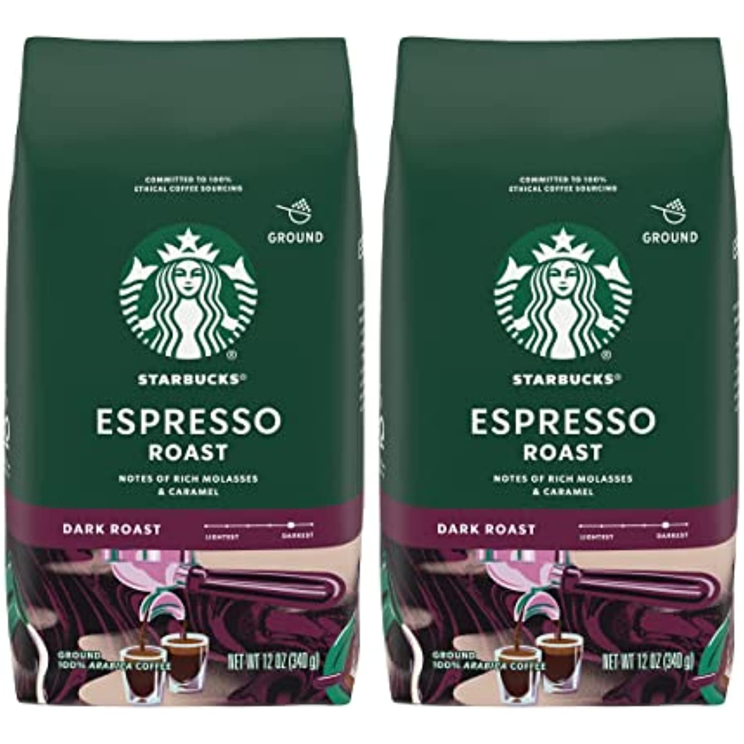 Starbucks Ground Coffee, Espresso Roast, Dark Roast Coffee With Notes Of Rich Molasses & Caramel