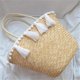 thumbnail image 2 of Bolso de paja para mujer, tejido con flores, para playa y verano, bandolera, cesta, bolso de compras, bolso con borla, bolso de paja para mujer tejido en la playa, 2 of 5
