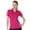 Fuchsia/White, variant on Monterey Club Women's Asym Contrast Zip Golf Polo Shirt #2281