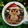 thumbnail image 4 of Adorno navideño redondo de cerámica con forma de búho, adorno para el árbol de Navidad, regalo moderno para la familia, regalo de búho para Navidad, decoración navideña para el árbol., 4 of 7