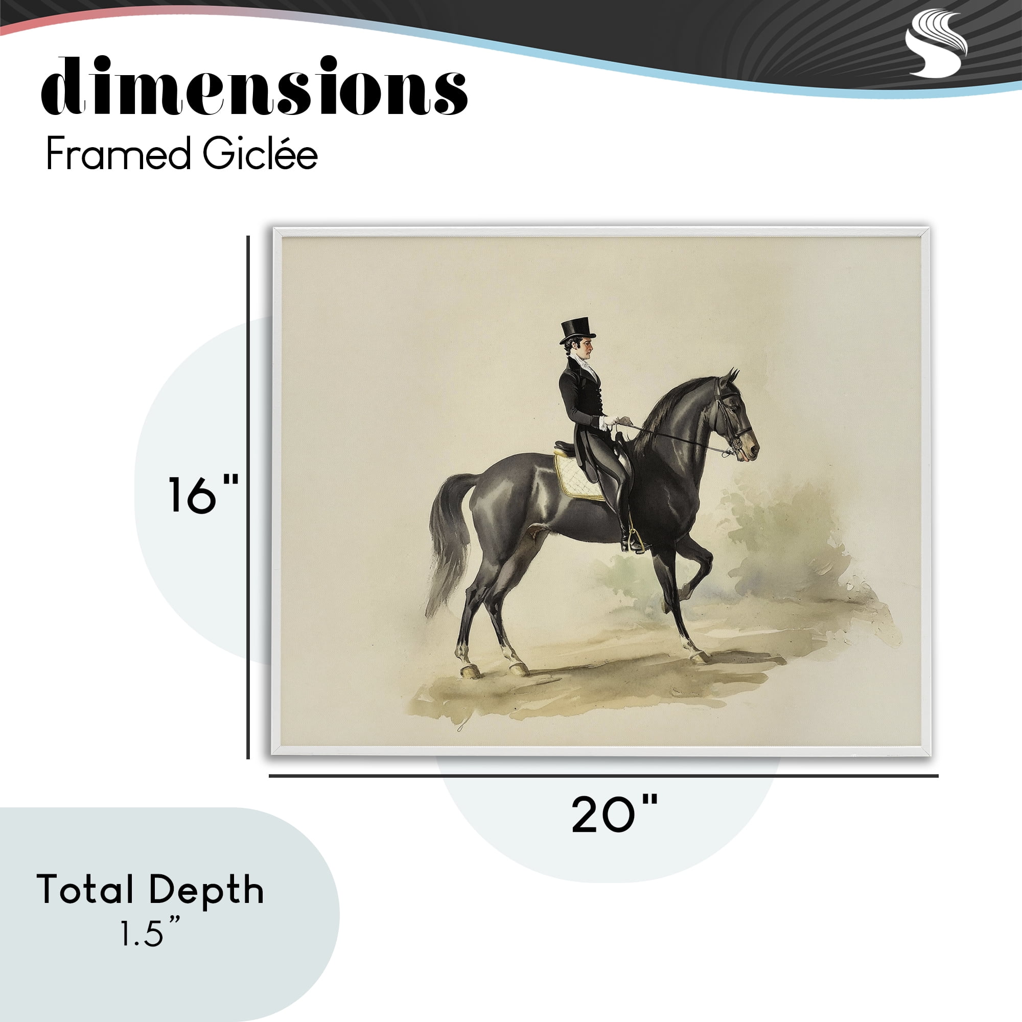 Stupell Industries Gentleman On A Horse White Framed Giclee Art, design by Sisi and Seb