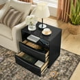thumbnail image 2 of Mid-Century Modern Nightstand, Wooden End Side Table With Storage Drawers Open Shelf and Charging Station For Living Room Bedroom Office, 2 of 12