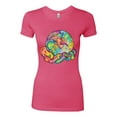 thumbnail image 2 of Wild Bobby Rainbow Painted I've Got The Whole World Dean Russo Design Inspirational/Christian Women Slim Fit Junior Tee, Hot Pink, Medium, 2 of 6