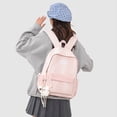 thumbnail image 4 of Cute Aesthetic School Backpack, Spacious Backpack with Pendant, Lightweight Breathable Bookbag for Middle School College (Pink), 4 of 5