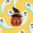 thumbnail image 3 of Good Tidings 13.4” Pumpkin with Hat – Fall & Halloween Decoration, 3 of 5