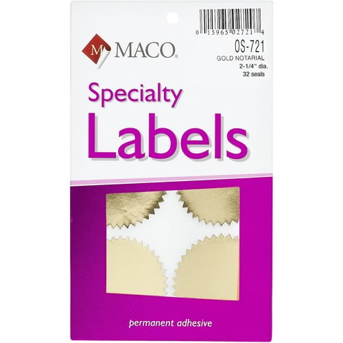 Maco Notary Gold Foil Seals - Round - 2.25 Maco Notary Gold Foil Seals - Round - 2.25