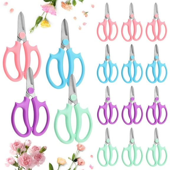 16Pcs Stainless Steel Flower Scissors, Floral Shears with Comfortable Handles, Garden Pruning Shears, Flower Trimming Tools, Garden Clippers for Flower Arrangement, Fruit Picking