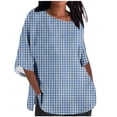 thumbnail image 1 of Tops Y Blusas de las Señoras Cortado 3/4 Manga Impresa Suelta Camisa Casual, Blusas para las Mujeres Casual, 1 of 4
