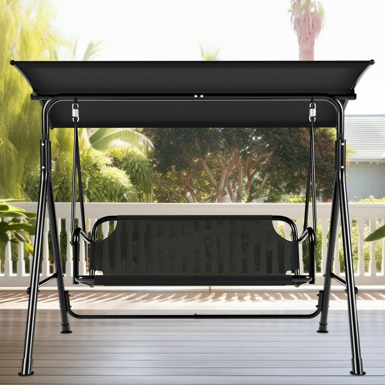 Dextrus 3-Person Outdoor Swing Chair with Canopy, Heavy-Duty Steel