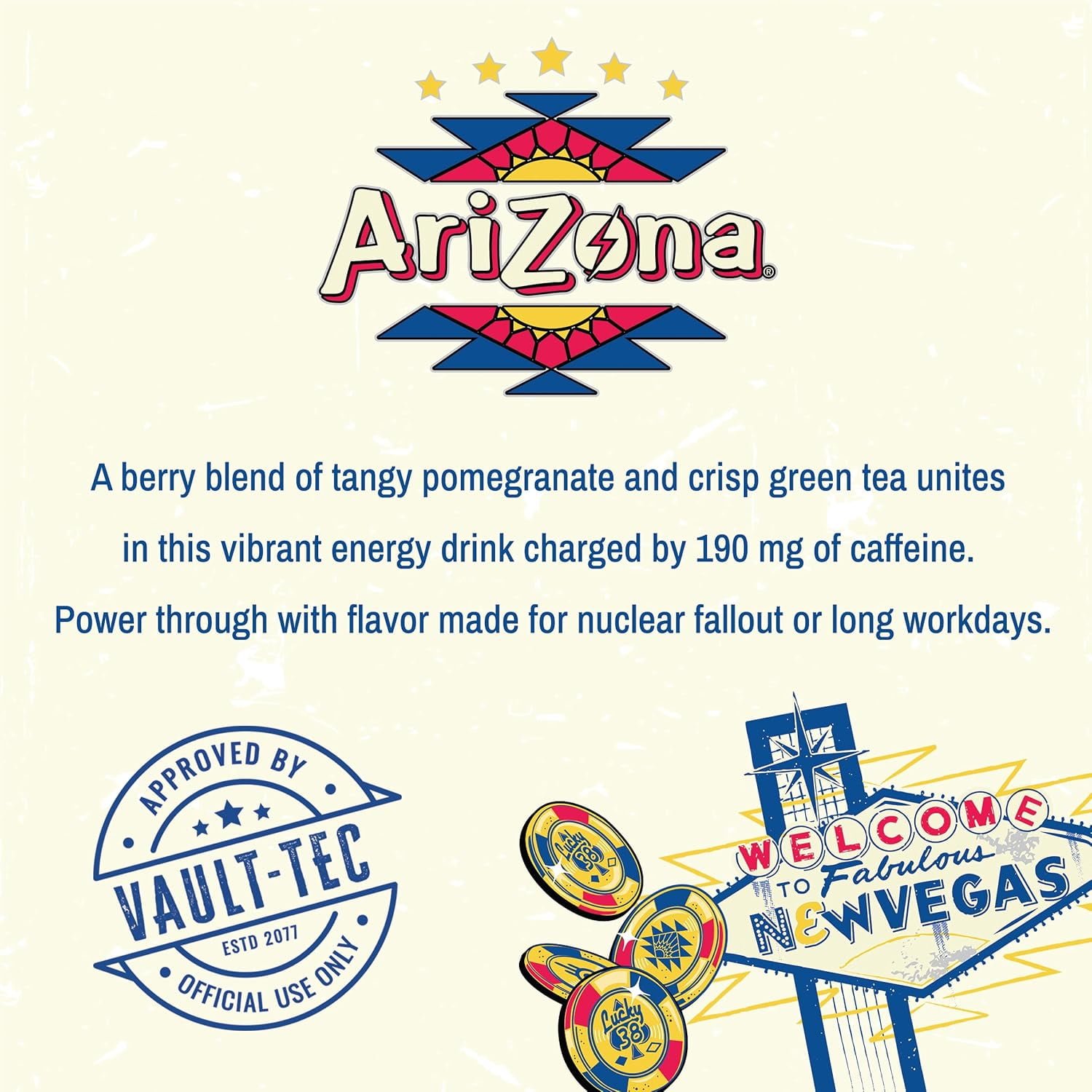 AriZona x Fallout Pomegranate Green Tea Energy Drink  15 fl oz, 12Pack, 190mg Caffeine
