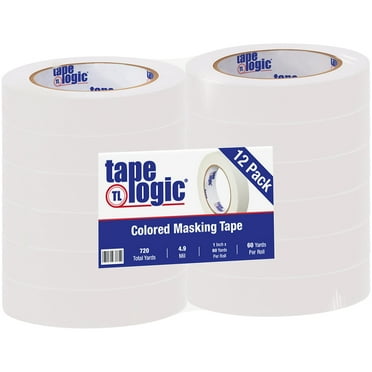 Tape Logic® Color Masking Tape, 3" Core, 1" x 180', White, Case Of 12