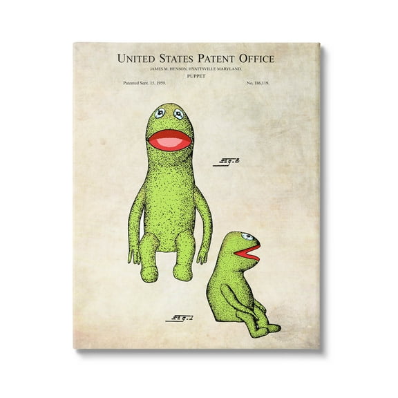 Stupell Industries Vintage Frog Character Puppet Graphic Art Gallery Wrapped Canvas Print Wall Art, Design by Karl Hronek