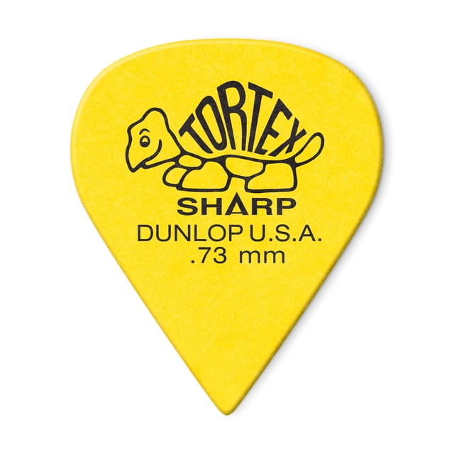 Púas para guitarra Dunlop Tortex Sharp, 73 mm, color amarillo, 72 unidades