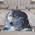 thumbnail image 5 of Wolf with Blue Eyes Throw Blanket for Winter Bedding Couch And Gift 60"x80" Wild Grey Wolf Blue Eyes Adventure Throw Blanket Ultra Soft Warm Fleece Blanket Flannel Blanket for Living Room, 5 of 8