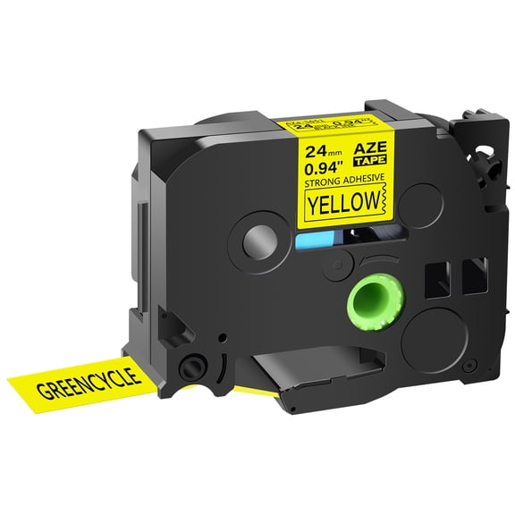 GREENCYCLE 1PK Compatible for Brother P-touch Black on Yellow 24mm TZ TZe TZe-S651 TZ-S651 TZe-651 TZ-651 Extra Strength Laminated Label Tape