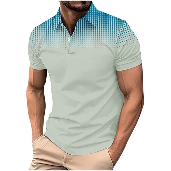 VSSSJ Men's Summer T-Shirt Short Sleeve Casual Collared Shirt Button Regular Fit Lightweight Business Athletic Golf Shirts Tops Light Blue XL