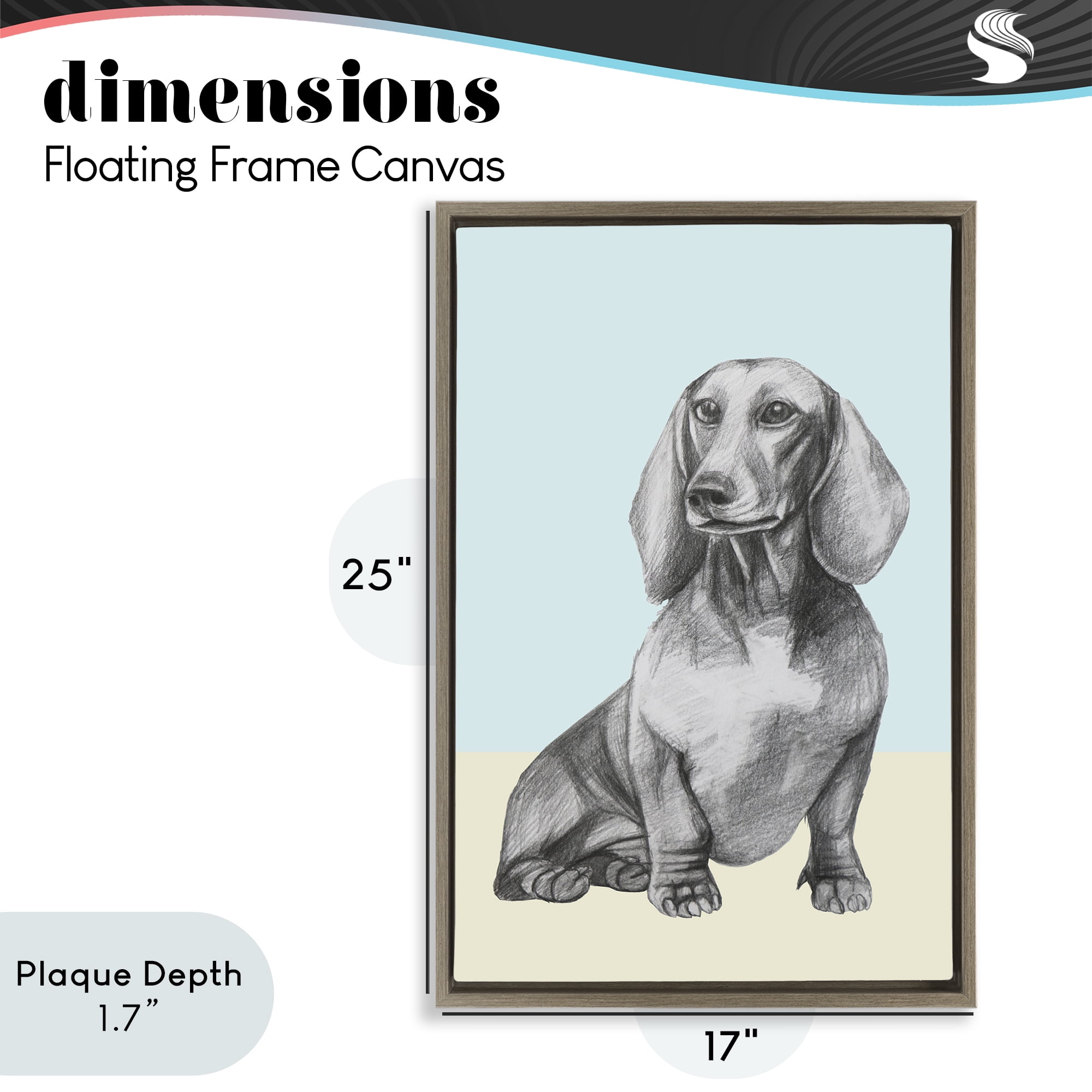 Stupell Industries Sitting Dachshund Sketch Brown Framed Floater Canvas Wall Art, design by Violeta Vollmer