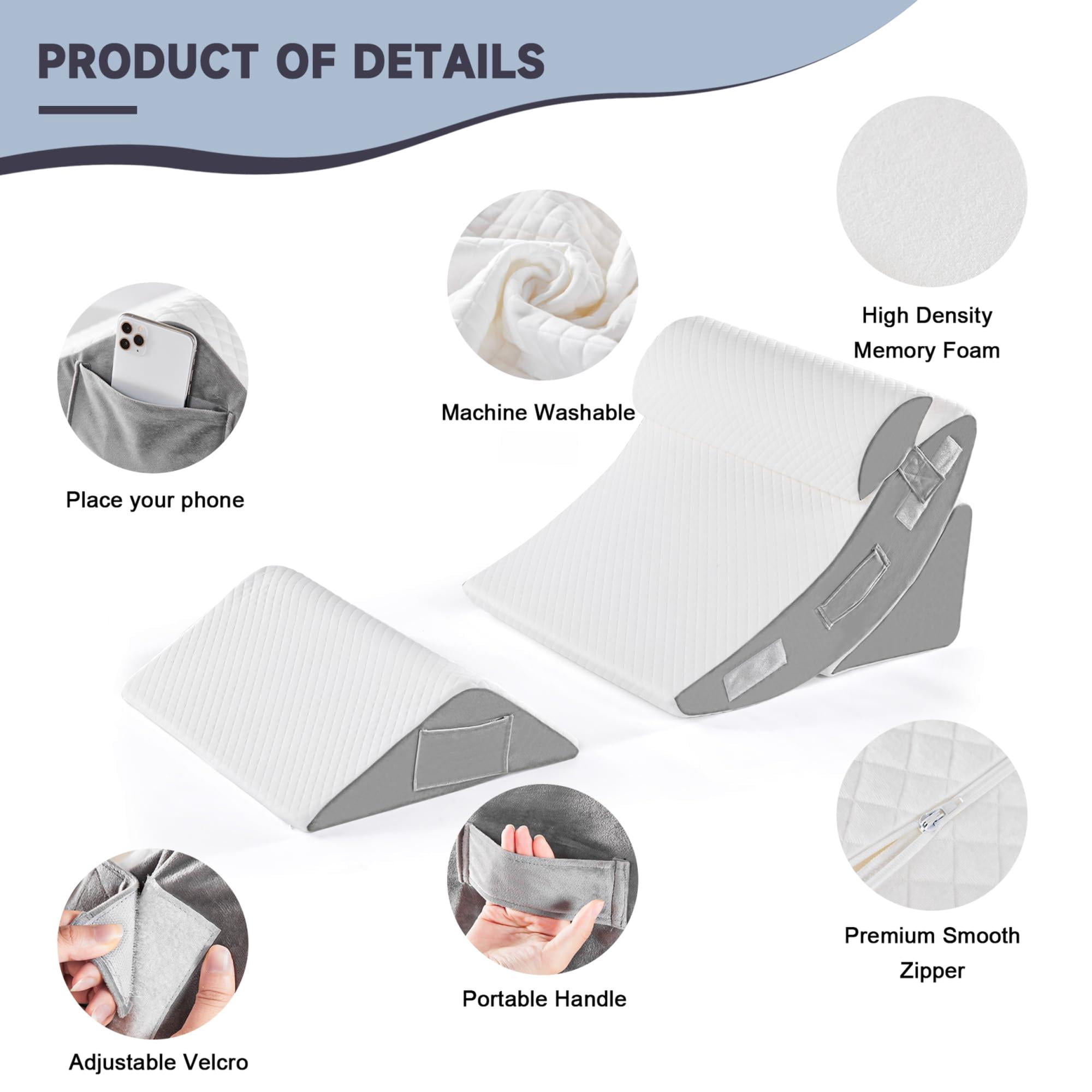 4pcs Bed Wedge Pillow Set For Sleeping  Foam Body And Leg Triangle Adjustable Support - Acid Reflux Anti &