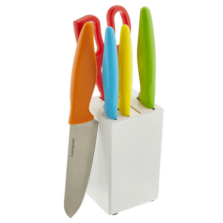 Gibson Home Color Splash Cutlery Set with Wood Block - 6 PC, 6.0