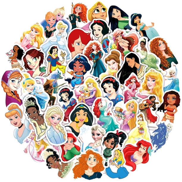 10/30/50pcs Cartoon Disney Cute Princess Stickers Aesthetic Decal Decoration Laptop Motorcycle Luggage Car Sticker for Girl Kid Gao Jinjia LED