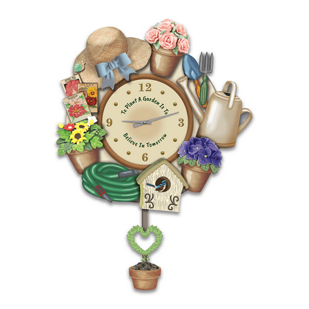 The Bradford Exchange Joy of Gardening Sculptural Wall Clock 14-inches